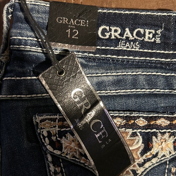 Grace Blue Embroidered Juniors Jeans Sz 14 - Picture 2 of 2